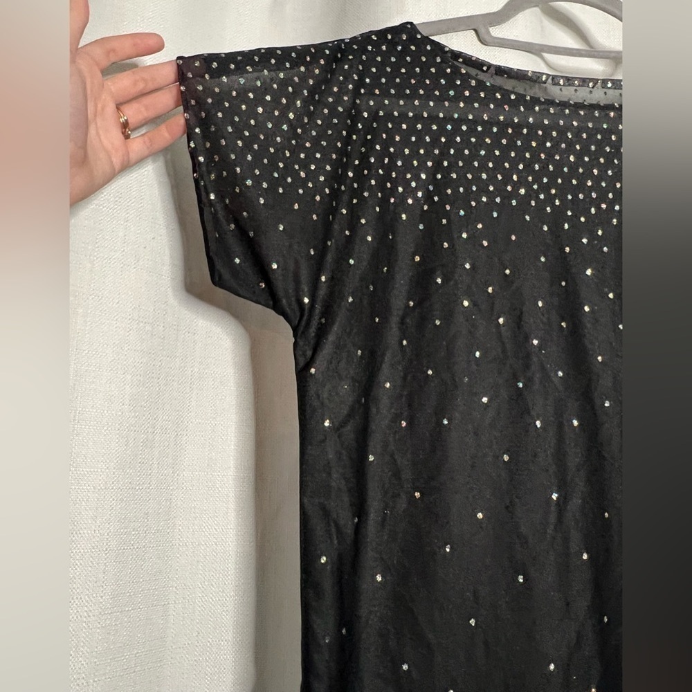 Black Sheer Ombre Glitter Dot Top Medium - Picture 5 of 7